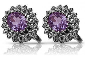 Boucles d'or 14 carats en or blanc 585 avec améthyste vec125w Vintage vec125w