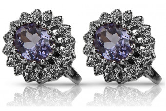 Dazzling 14K White Gold Alexandrite Studded Earrings vec125w vec125w