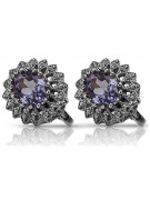 Boucles d'or blanc 14 carats 585 aux alexandrites élégantes vec125w. Vintage vec125w