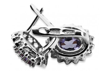 Cercei Aur Alb 14K cu Alexandrit 585, Model vec125w Vintage vec125w