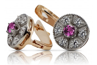 Cercei originali de ametist din aur roz vintage 14k vec161rw