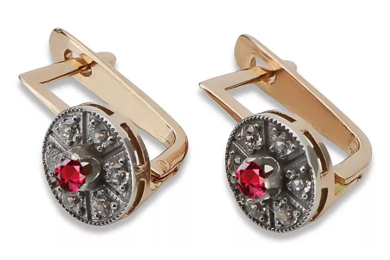 Vintage Ruby 14K Rose Gold Earrings vec161rw