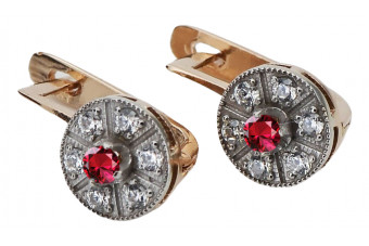 Vintage Ruby 14K Rose Gold Earrings vec161rw