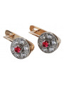 Boucles d'oreilles Vintage Rubis Or Rose et Blanc 14 carats vec161rw