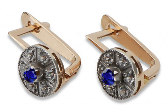 Vintage Rose Gold Sapphire Earrings vec161rw