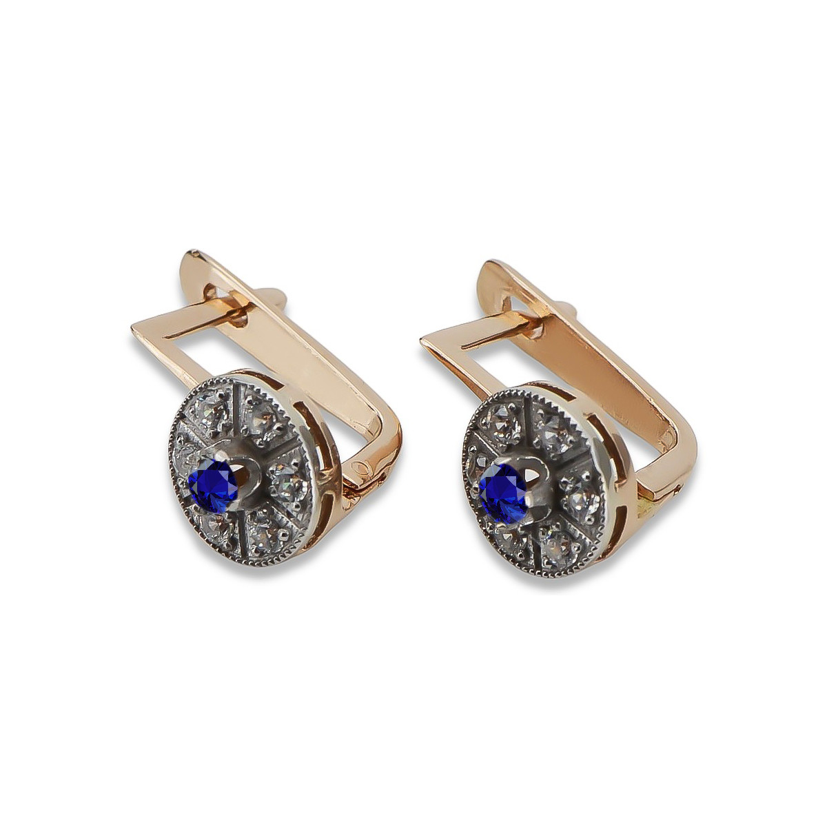 Vintage Rose Gold Sapphire Earrings vec161rw