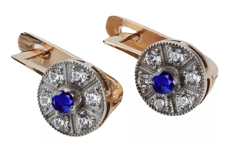 Vintage Rose Gold Sapphire Earrings vec161rw