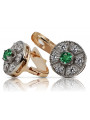 Emerald, Original Vintage 14K Rose White Gold Earrings vec161rw