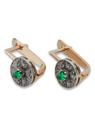 Emerald, Original Vintage 14K Rose White Gold Earrings vec161rw