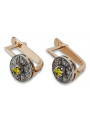 Pendientes vintage de oro rosa y blanco de 14k con peridoto amarillo vec161rw