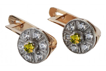 Boucles d'oreilles vintage en or rose 14 carats avec péridot et topaze. vec161rw