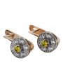 Pendientes vintage de oro rosa y blanco de 14k con peridoto amarillo vec161rw