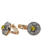 Pendientes vintage de oro rosa y blanco de 14k con peridoto amarillo vec161rw