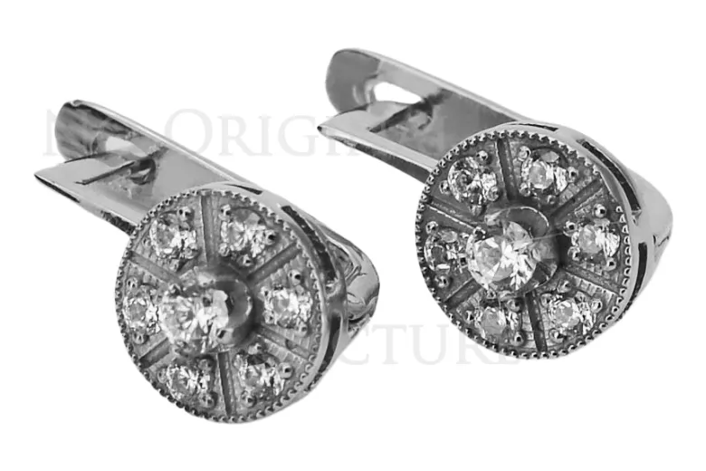 Original Vintage 14K Rose White Gold Earrings with Gemstone Settings vec161rw