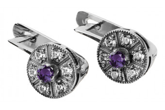 Exquisite 14K White Gold Alexandrite Earrings - Vintage Style vec161w vec161w