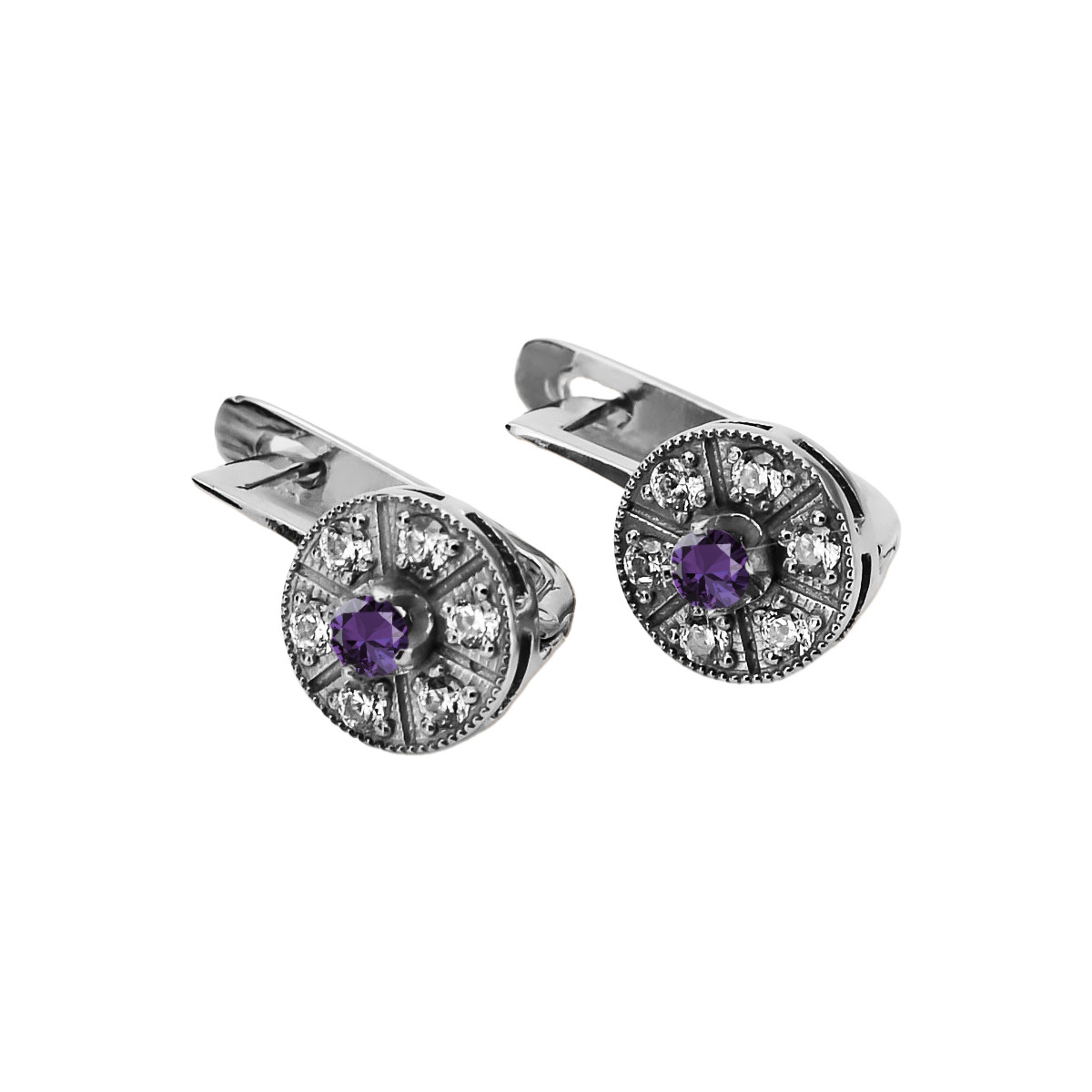 "Boucles d'oreilles en or blanc 14 carats avec Alexandrite vintage vec161w" Vintage vec161w