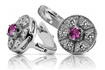 14K White Gold Vintage Amethyst Earrings  vec161w vec161w
