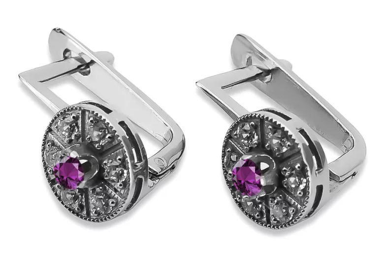 14K White Gold Vintage Amethyst Earrings  vec161w vec161w