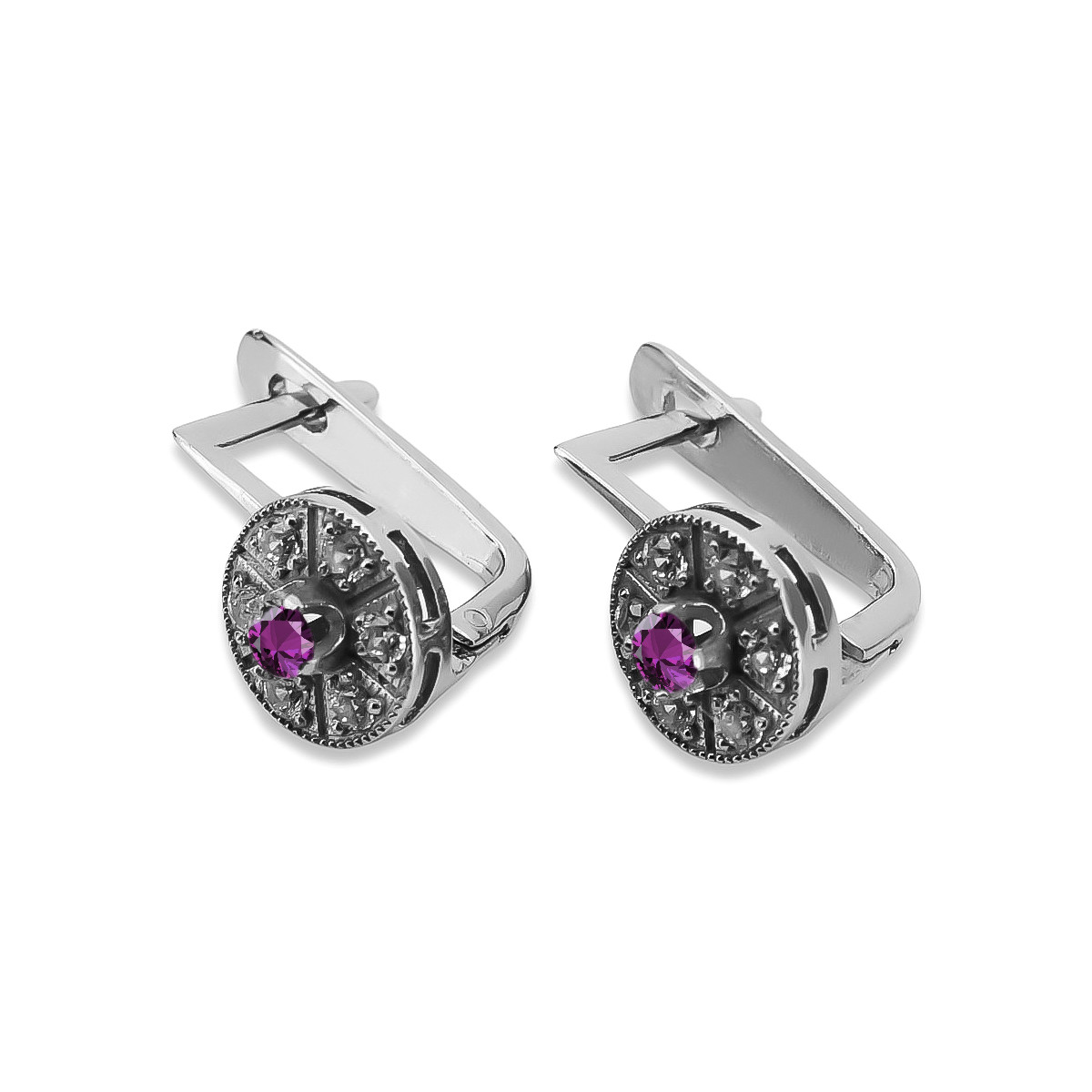 14K White Gold Vintage Amethyst Earrings  vec161w vec161w