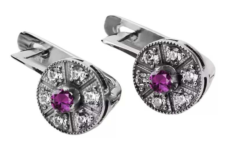 14K White Gold Vintage Amethyst Earrings  vec161w vec161w