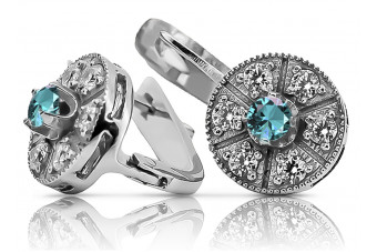 Elegant 14K White Gold Aquamarine Vintage Earrings vec161w vec161w