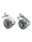 Boucles d'oreilles classiques en or blanc 14 carats 585 avec aigue-marine vec161w Vintage vec161w