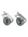 Boucles d'oreilles classiques en or blanc 14 carats 585 avec aigue-marine vec161w Vintage vec161w