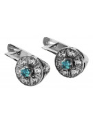 Boucles d'oreilles classiques en or blanc 14 carats 585 avec aigue-marine vec161w Vintage vec161w