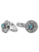 Boucles d'oreilles classiques en or blanc 14 carats 585 avec aigue-marine vec161w Vintage vec161w