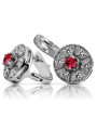 "Elegant Ruby Stud Earrings in 14K White Gold - vec161w" Vintage vec161w