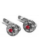 "Elegant Ruby Stud Earrings in 14K White Gold - vec161w" Vintage vec161w