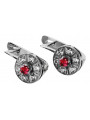 "Elegant Ruby Stud Earrings in 14K White Gold - vec161w" Vintage vec161w