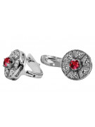 "Elegant Ruby Stud Earrings in 14K White Gold - vec161w" Vintage vec161w