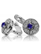 "Elegant Sapphire 14k White Gold Earrings - Vintage Style vec161w" Vintage vec161w