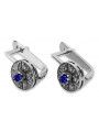 Boucles d'oreilles anciennes en or blanc 14 carats 585 avec saphirs vec161w Vintage vec161w