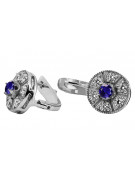 Boucles d'oreilles anciennes en or blanc 14 carats 585 avec saphirs vec161w Vintage vec161w