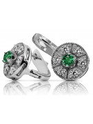 "Classic Emerald Studs in 14K White Gold vec161w" Vintage vec161w