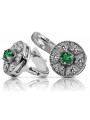 "Classic Emerald Studs in 14K White Gold vec161w" Vintage vec161w