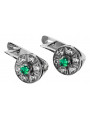 "Classic Emerald Studs in 14K White Gold vec161w" Vintage vec161w