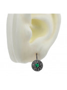 "Classic Emerald Studs in 14K White Gold vec161w" Vintage vec161w