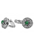 "Classic Emerald Studs in 14K White Gold vec161w" Vintage vec161w