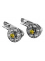 Pendientes de oro blanco de 14k con peridoto amarillo Vintage vec161w