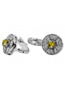 Vintage 14K White Gold Peridot Earrings with Yellow Accent Stones vec161w