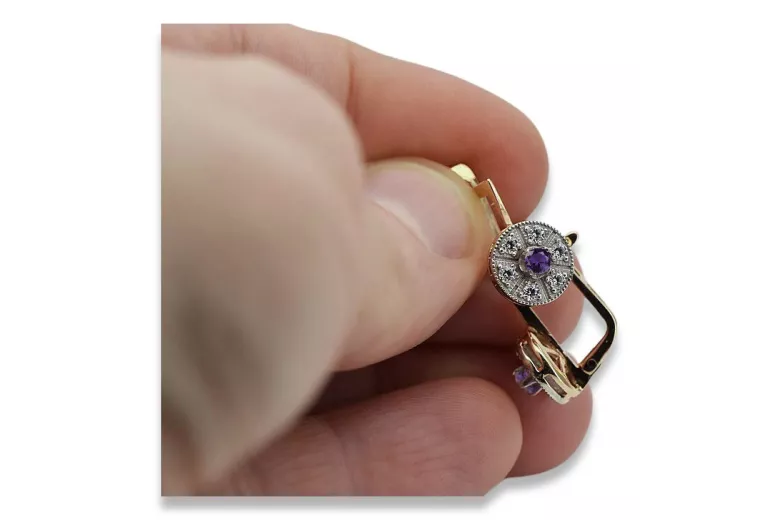 Cercei eleganți din aur alb galben 14K cu alexandrite vec161yw Vintage vec161yw