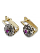 Klassische 14K Gelb- und Weißgold Amethyst Ohrringe vec161yw Vintage vec161yw