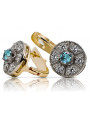 Elegant 14K Yellow White Gold Aquamarine Earrings, Vintage Inspired Design vec161yw vec161yw