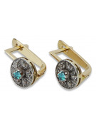 Elegant 14K Yellow White Gold Aquamarine Earrings, Vintage Inspired Design vec161yw vec161yw