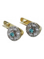 Elegant 14K Yellow White Gold Aquamarine Earrings, Vintage Inspired Design vec161yw vec161yw