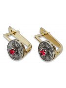 Elegant 14K Yellow White Gold Ruby Earrings - Classic Vintage Inspired Design vec161yw vec161yw