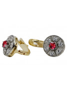 Elegant 14K Yellow White Gold Ruby Earrings - Classic Vintage Inspired Design vec161yw vec161yw